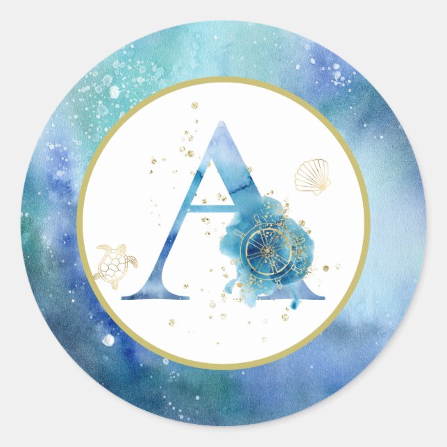 *~* Nautical Beach Shells Envelope Seal Sticker (Front)