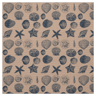 Nautical Beach Shells Fabric