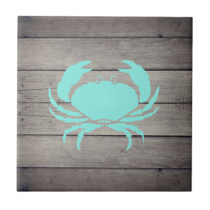 Nautical Beach Teal Crab  Ceramic Tile