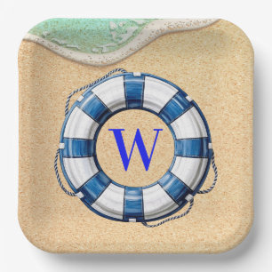 Nautical Beach Theme  Paper Plate