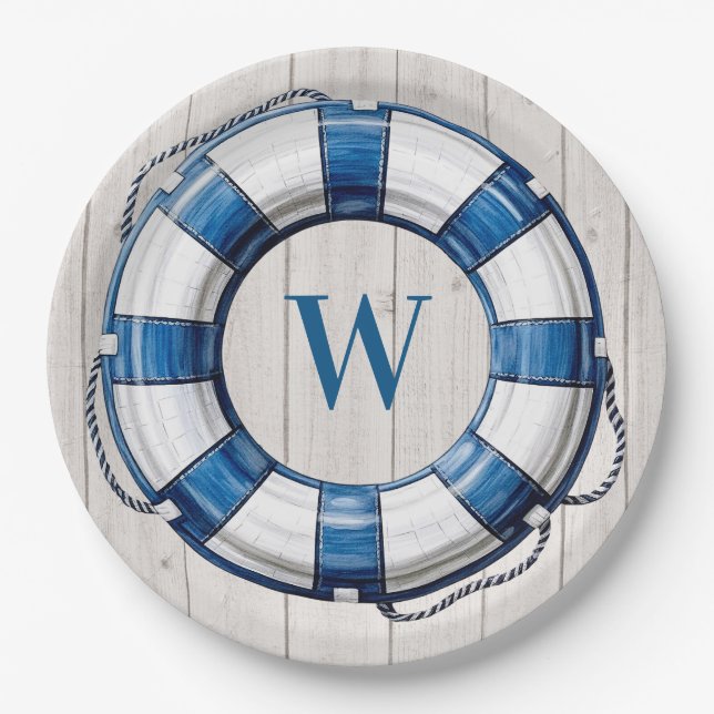 Nautical Beach Theme  Paper Plate (Front)