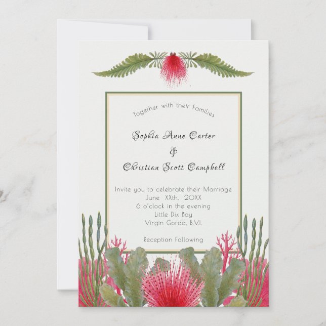 Nautical Beach Themed Wedding Invitation (Front)