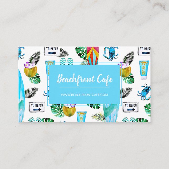 Nautical Beach Tropical Business Card (Front)