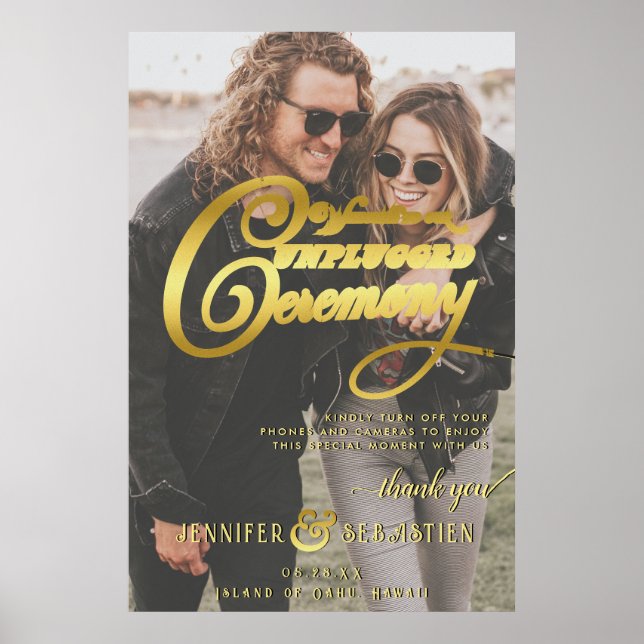 Nautical Beach Unplugged Ceremony Photo Wedding Poster (Front)