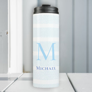 Nautical Beach Watercolor Stripes Personalised Thermal Tumbler