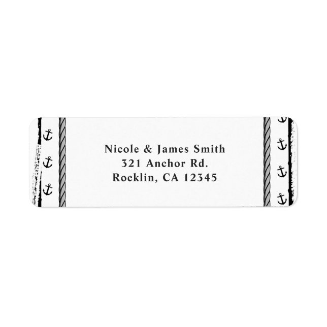 Nautical Beach Wedding Bridal Shower Invitation Return Address Label (Front)