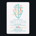 Nautical beach wedding invitations<br><div class="desc">Whimsical and modern wedding invitations for nautical weddings,  beach weddings and destination weddings. Full of pretty seashells,  turquoise and teal sand dollars,  coral seahorses and starfish couple. Elegant bright hand drawn anchor design casual wedding invitation. Please browse collection for more matching items. All elements created by Jinaiji</div>