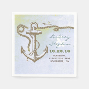 Nautical beach wedding paper napkins with anchor