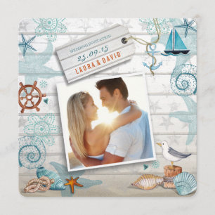 Nautical Beach   Wedding Photo Invitation