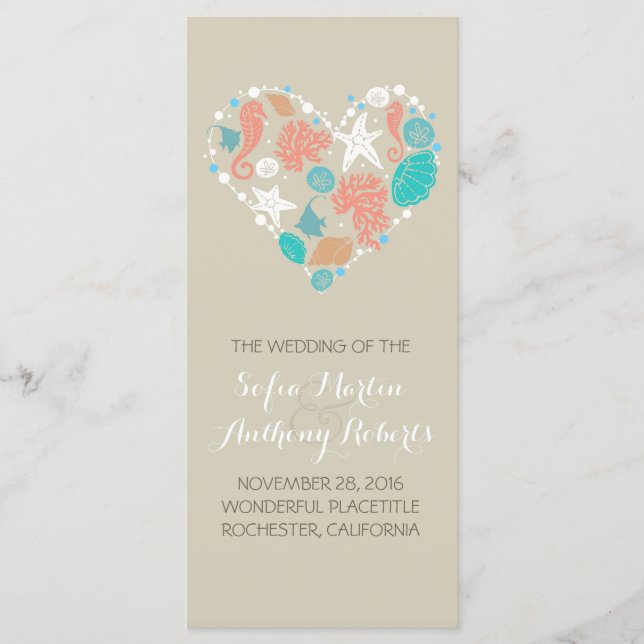 nautical beach wedding programs (Front)