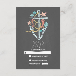nautical beach wedding RSVP cards
