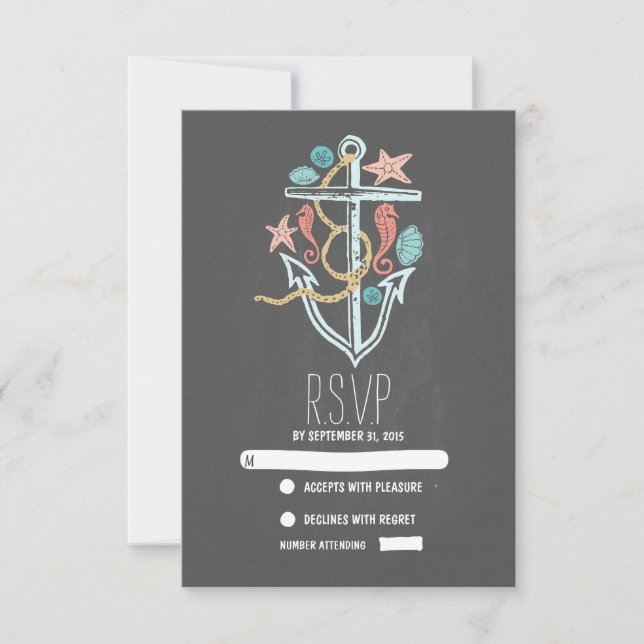 nautical beach wedding RSVP cards (Front)