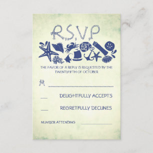 nautical beach wedding RSVP cards