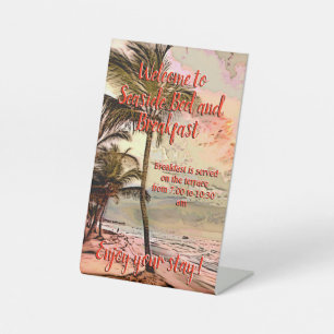 Nautical Beachside Bed and Breakfast Guest Info Pedestal Sign