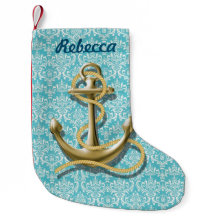 nautical beachy turquoise damask gold anchor