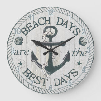 Nautical Best Days Beach Rustic Wall Clock