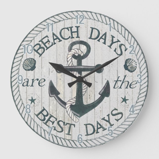 Nautical Best Days Beach Rustic Wall Clock (Front)