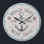 Nautical Best Days Beach Rustic Wall Clock<br><div class="desc">Nautical Best Days Beach Rustic Wall Clock Perfect summer decor for cottages,  campers and boats.</div>