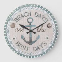 Nautical Best Days Beach Rustic Wall Clock