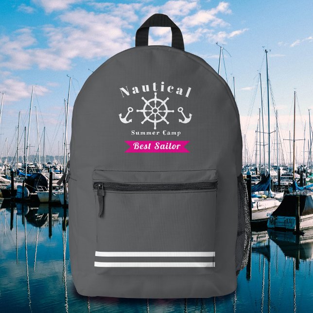  Nautical Best Sailor Grey Printed Backpack (Nautical Best Sailor Grey Backpack.)