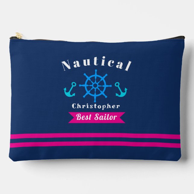 Nautical Best Sailor Navy  Accessory Pouch (Front)