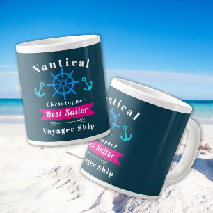  Nautical Best Sailor Navy Large Coffee Mug
