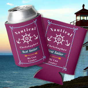 Nautical Best Sailor Wine Red Can Cooler