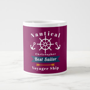  Nautical Best Sailor Wine Red Large Coffee Mug