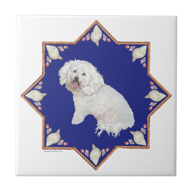 Nautical Bichon Frise Ceramic Tile (Front)