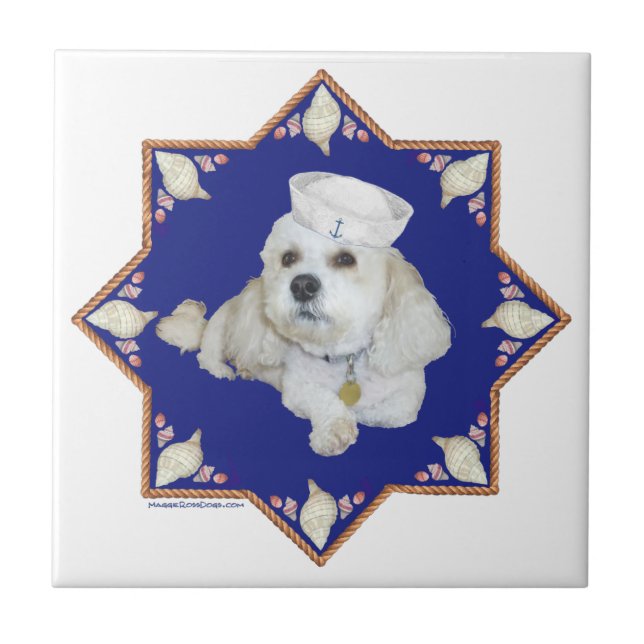Nautical Bichon Frise Ceramic Tile (Front)