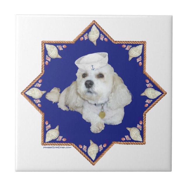 Nautical Bichon Frise Tile (Front)