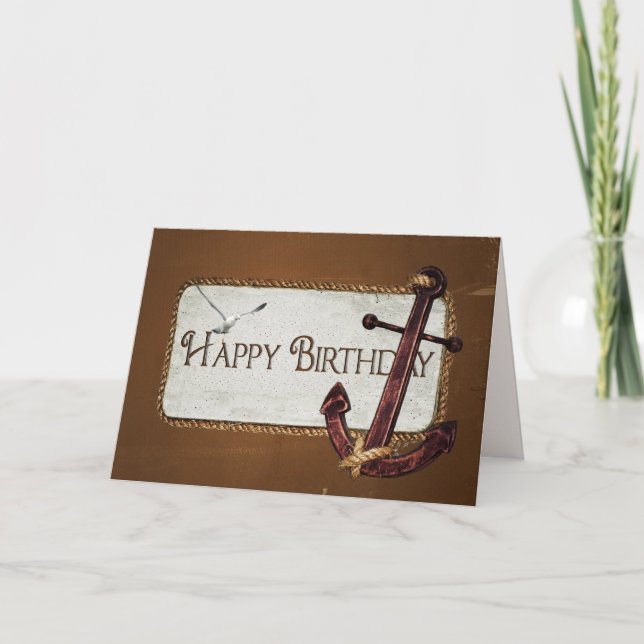 Nautical Birthday Anchor Card (Front)