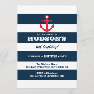 Nautical Birthday Invitation - Anchor