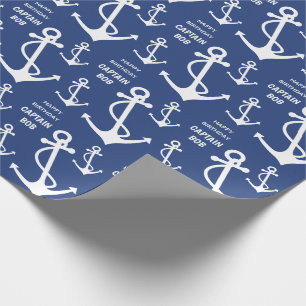 Nautical Birthday Party Captains Anchor Pattern Wrapping Paper