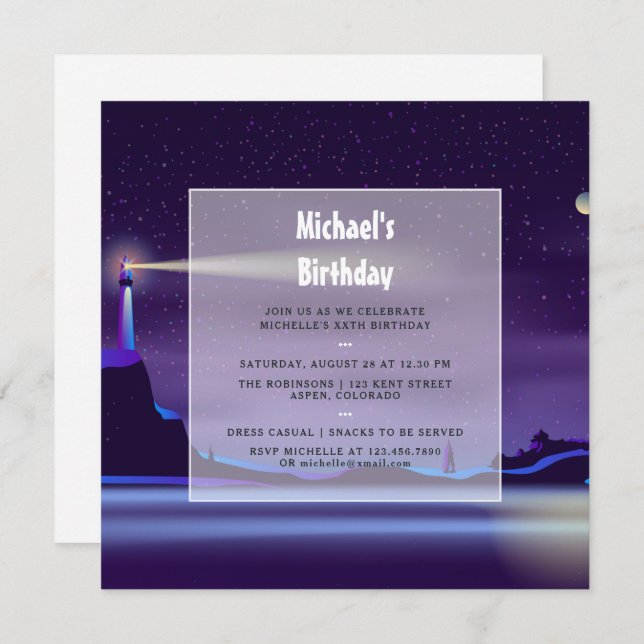 Nautical Birthday Party Invitation (Front/Back)