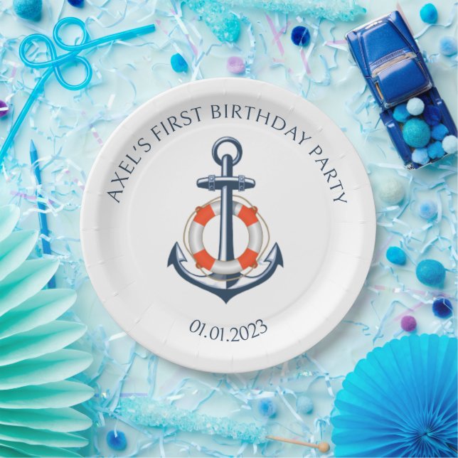 Nautical Birthday Party Paper Plate Design (Party)