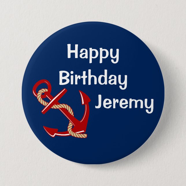 Nautical Birthday Personalised 7.5 Cm Round Badge (Front)