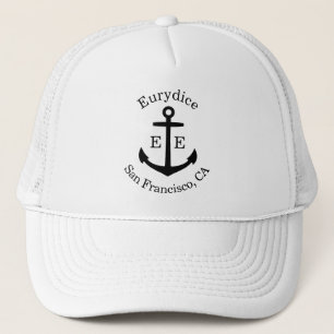 Nautical Black Anchor Custom Trucker Hat