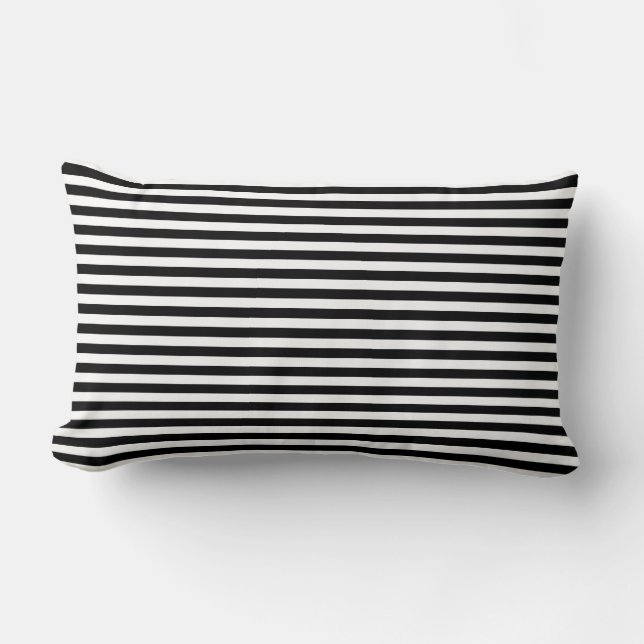 Nautical Black Stripes Lumbar Cushion (Front)