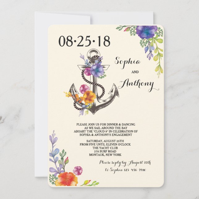 Nautical Bliss Engagement Invitation (Front)