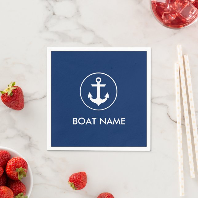 Nautical Blue Anchor Boat Name Cocktail Napkins NB (Insitu)