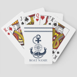 Nautical Blue Anchor Boat Name Playing Cards