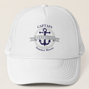 Nautical Blue Anchor  Captain Dad Est. Year Trucker Hat