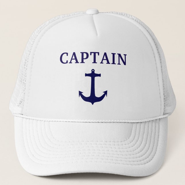Nautical Blue Anchor Captain Hat (Front)