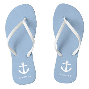Nautical Blue Anchor Custom Name  Thongs