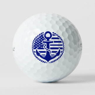 Nautical Blue Anchor Golf Balls