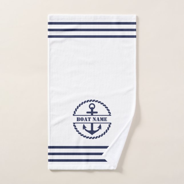 Nautical Blue Anchor Hand Towel (Hand Towel)