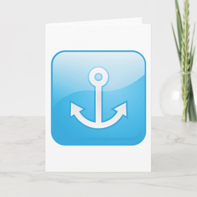 Nautical Blue Anchor Icon Modern Maritime  Card (Front)