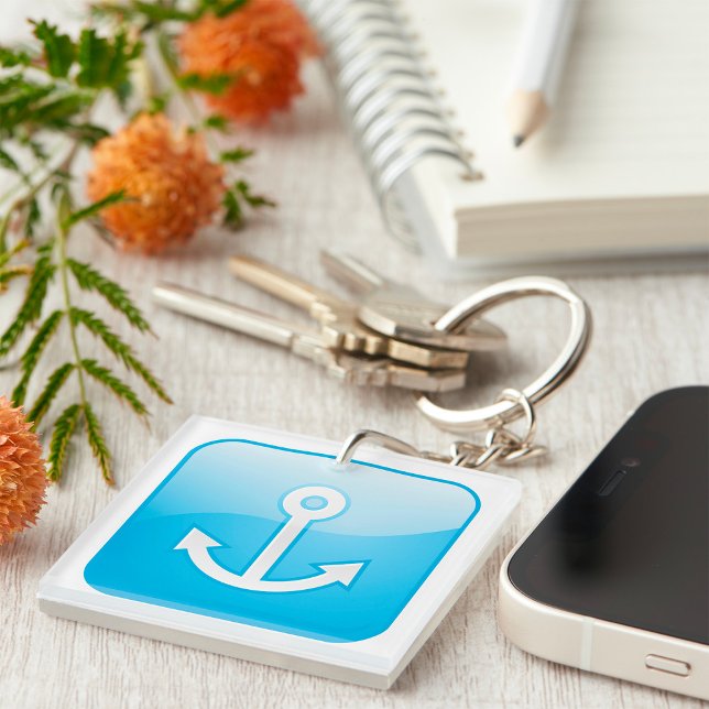 Nautical Blue Anchor Icon Modern Maritime  Key Ring (Creator Uploaded)