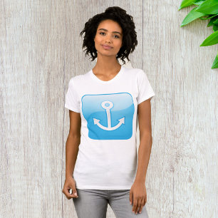 Nautical Blue Anchor Icon Modern Maritime  T-Shirt